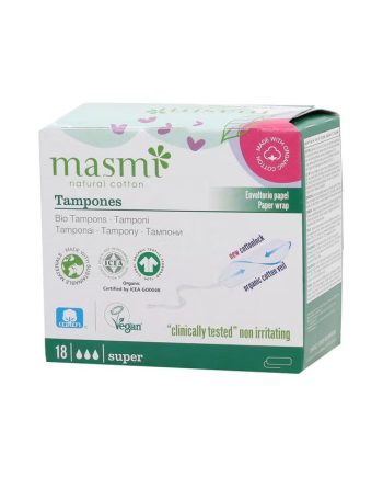 Tampones de algodon super sin aplicador bio 18ud Masmi