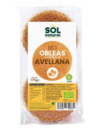 Oblea con avellanas bio 175g Sol Natural