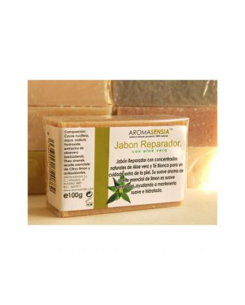 Jabon reparador de aloe vera y te blanco 100 g Aromasensia