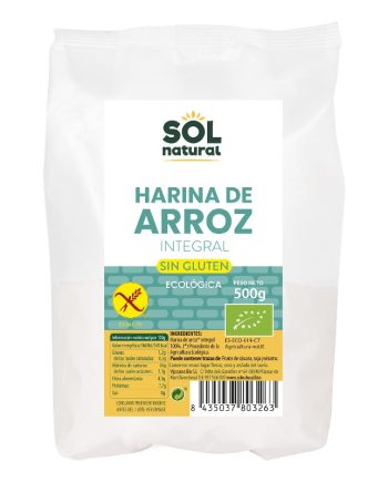 Harina de arroz integral sin gluten bio 500g Sol Natural