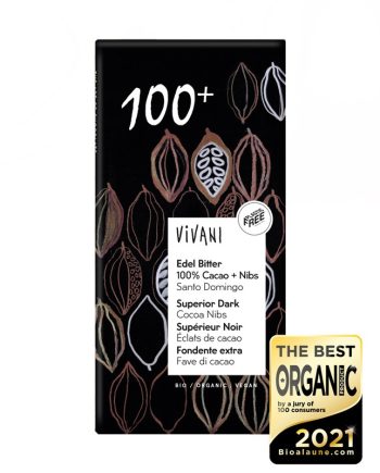 Chocolate negro 100% con nibs de cacao bio 80g Vivani