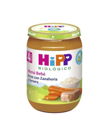 Potito de arroz con zanahoria y ternera Bio +4M 190g Hipp