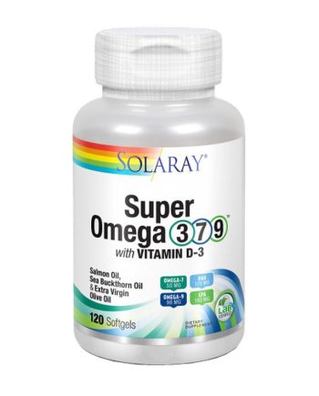 Super omega 3,7 y 9 con vitamina D-3 120 perlas Solaray