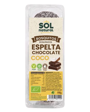 Rosquitos de espelta con chocolate y coco Bio 190g Sol Natural