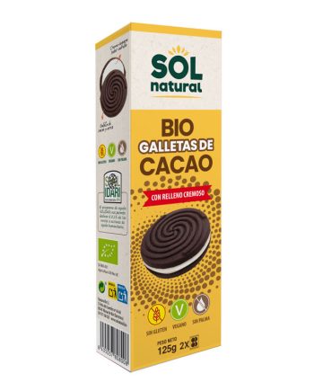 Galletas de cacaocon relleno cremoso Bio 125 g Sol Natural