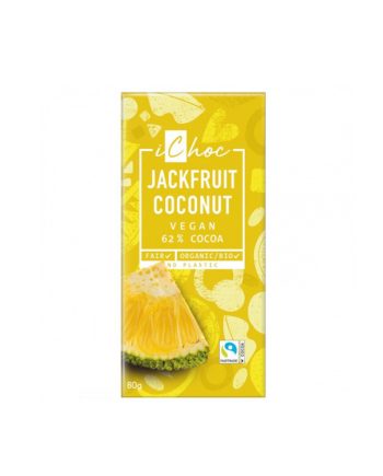 Chocolate vegano Jackfruit crujiente de limon y chips de coco 80g Ichoc