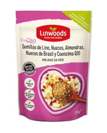 Semillas de Lino, Nueces, Almendras, Nueces de Brasil y Coencima Q10 Molidas 200g Linwoods