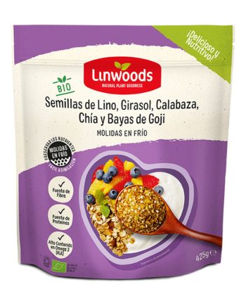 Semillas de Lino, Girasol, Calabaza, Chia y Bayas de Goji Molidas Bio 425g Linwoods