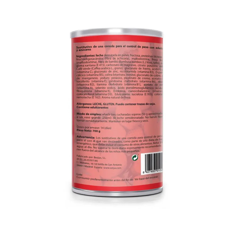 Batido saciante de fresa 700g Sotya