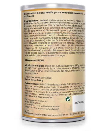 Batido saciante de Yogur-Piña 700g Sotya