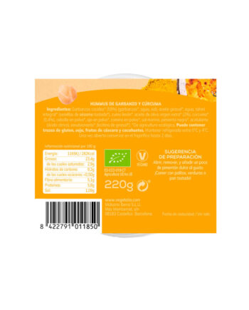 Hummus de curcuma fresco Bio 220g Vegetalia