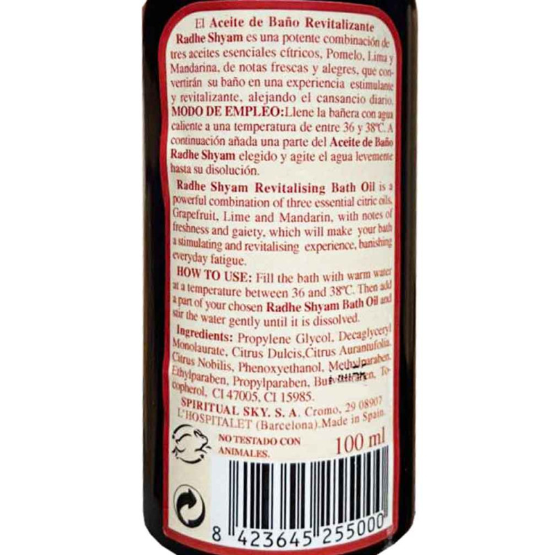 Aceite baño revitalizante 100 ml. Radhe Shyam