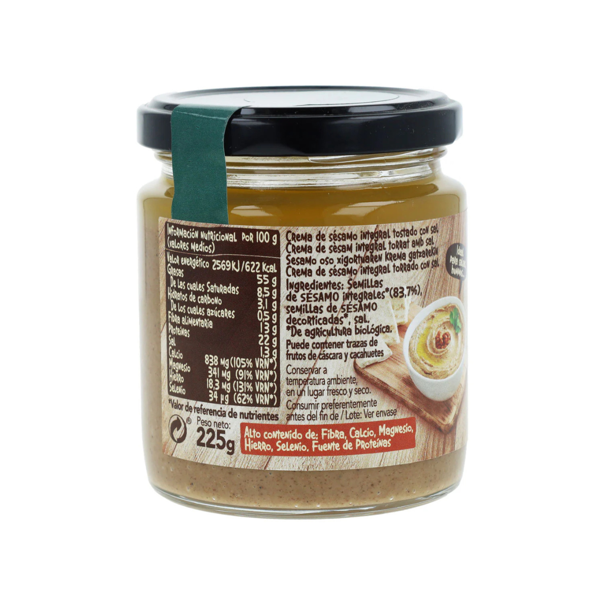 Tahin integral tostado con sal Bio 225g Biocop