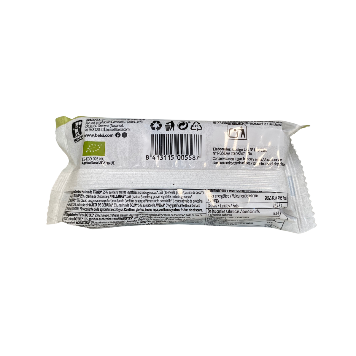 Galleta proteica rellena choco avellana bio 16x70g Belsi